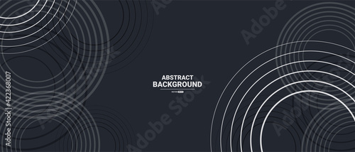 Abstract black background with white circle rings. Digital future technology concept. vector illustration.