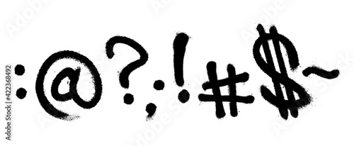 Graffiti spray font alphabet. Signs. Part 9. Vector illustration