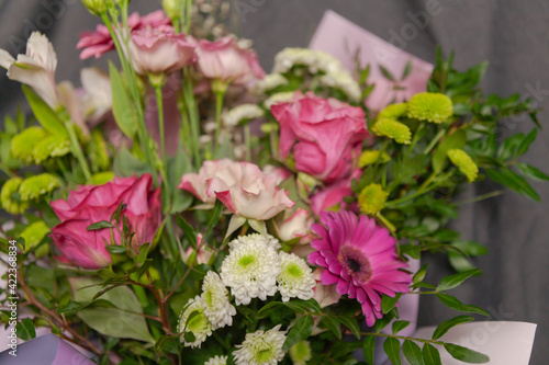 Beautiful bouquet of flowers, close-up. Floristics © Ксения Фалёва
