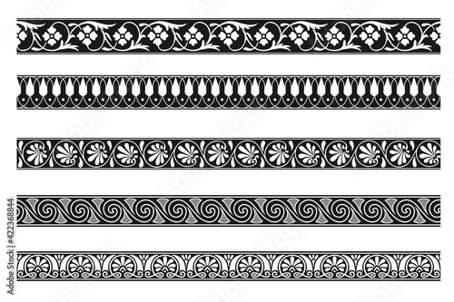 Set of decorative seamless ornamental border - Vector modular