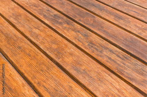 Diagonal texture brown wooden table surface boards background