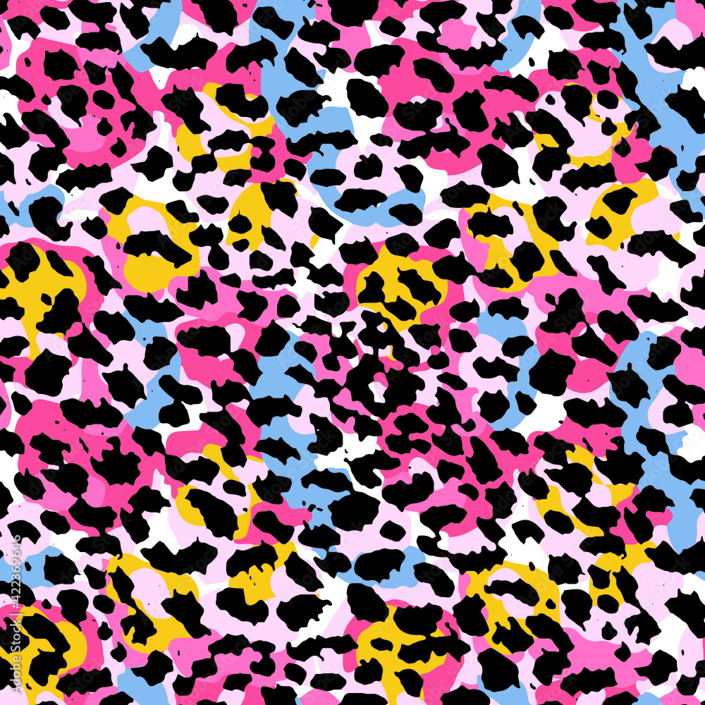 Obraz premium Abstract animal skin leopard seamless pattern design. Jaguar, leopard, cheetah, panther fur. Seamless camouflage background