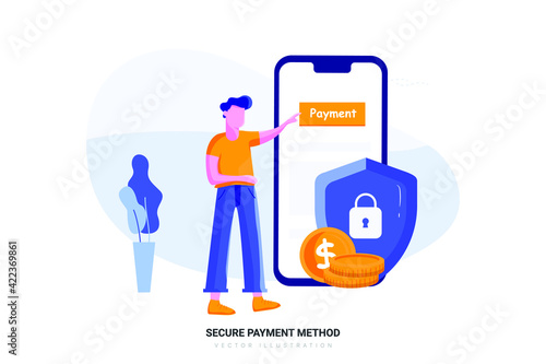 Secure payment method Vector Illustration concept. Flat illustration isolated on white background.