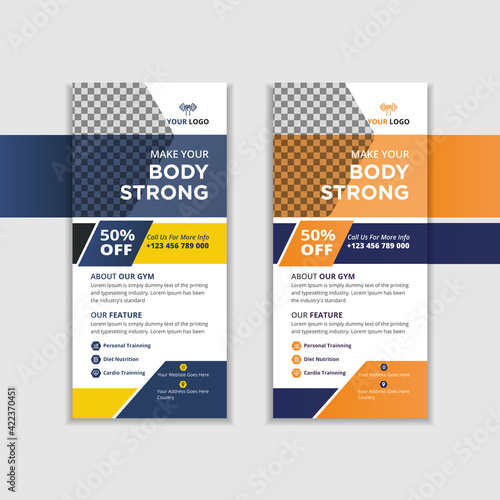 gym rack card and dl flyer template