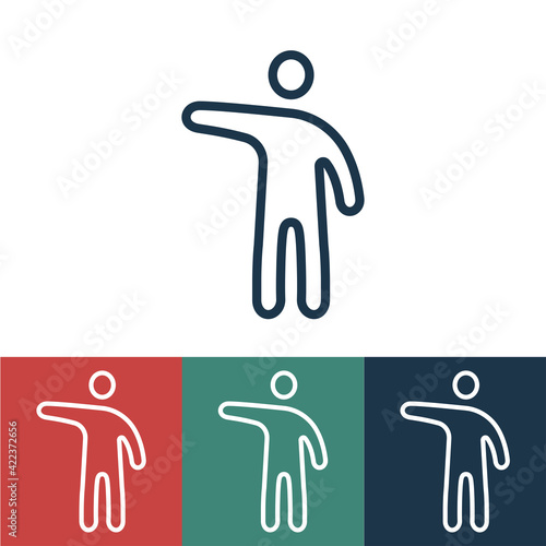 Line icon man shows right