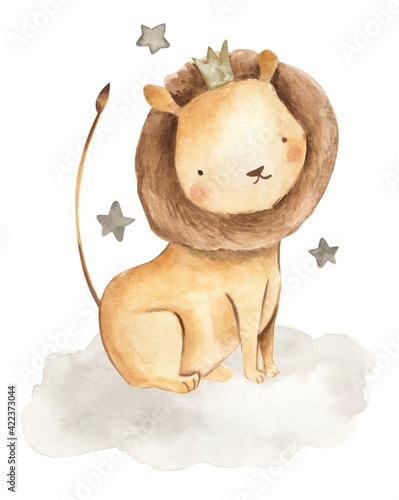 Photography Lion watercolor illustration baby nursery wall art kids