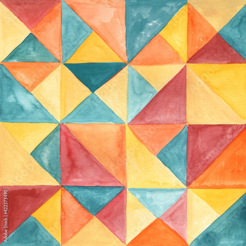Circus Watercolor Illustration geometric seamless pattern