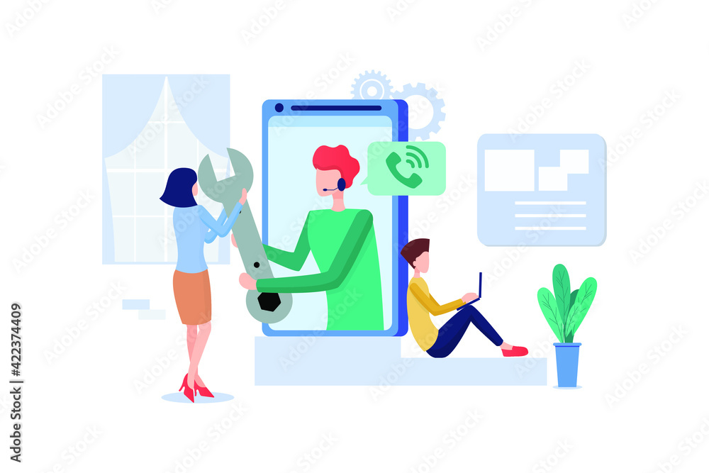 Technical Support Vector Illustration concept. Flat illustration isolated on white background.
