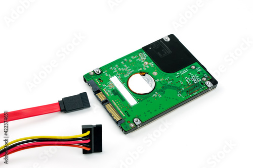 Hard disk sata cable on white background. photo