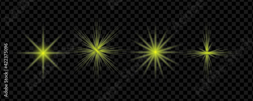 Glow light effect sunlight star fireworks , decoration lens vector illustration , with isolated black transparent background . 