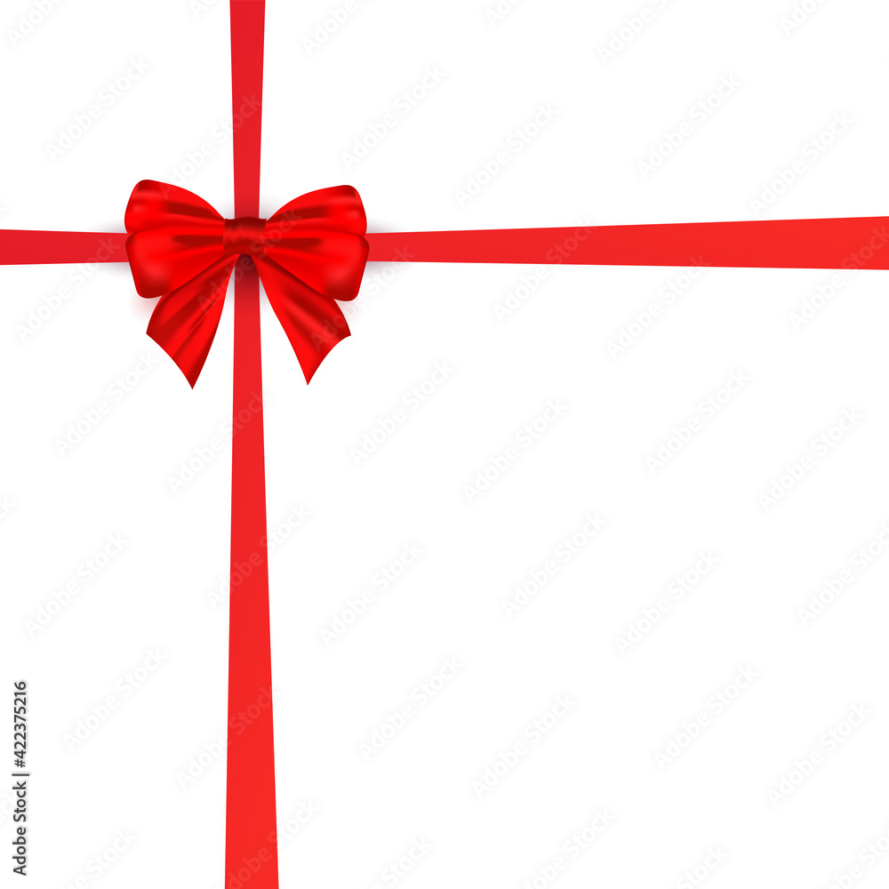 Decorative gift bow and and satin ribbon on a white background. Decor for poster, greeting card, header, website. Happy women, father, birthday greeting card Decorative gift bow and and satin ribbon on a white background. Decor for poster, greeting card, header, website. Happy women, father, birthday greeting card