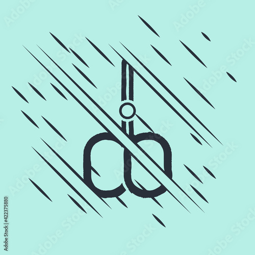 Black Nail scissors cuticle cut beauty salon icon isolated on green background. Cosmetic scissors for manicure. Glitch style. Vector