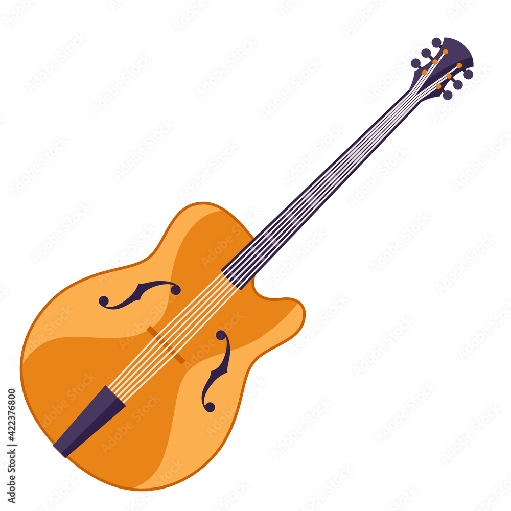 Fototapeta premium Illustration of guitar. Musical instrument for concert poster.