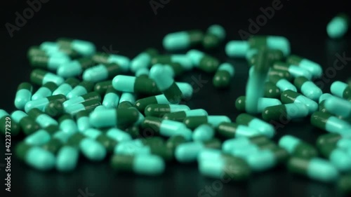 falling pills capsule with slow motion