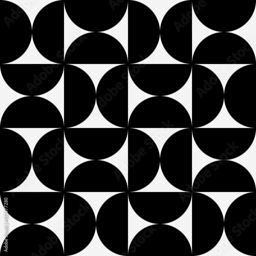Half Circles Pattern. Vector Black Half Circles.