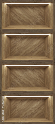 Realistic empty shelf for promotion design. Presentation template. Space background. Blank display exhibition stand. shelf mobile. Supermarket showcase mockup template. 3d render