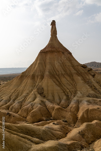 view of the Castildetierra cliff and desert in the Bardenas Reales desert in northern Spain