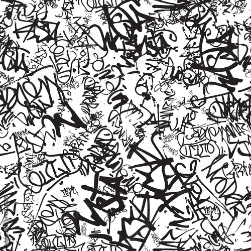 Vector graffiti seamless pattern with abstract tags photo