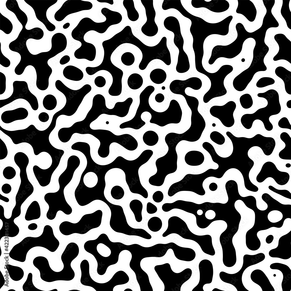 Abstract seamless patterns with dots, chaotic shapeless spots