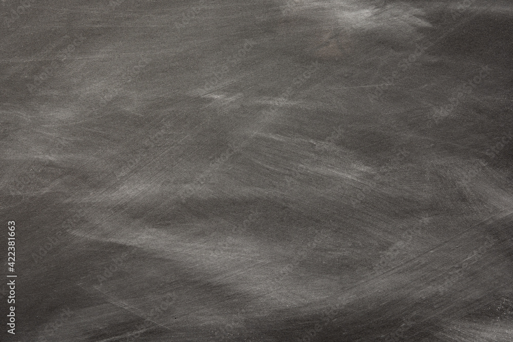 Fototapeta premium Chalk rubbed out on blackboard, chalkboard texture background copy space for add text and design
