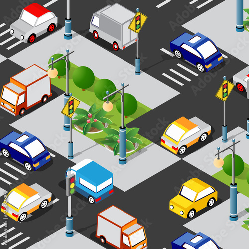 Transport Logistics 3D Isometric City illustrated template