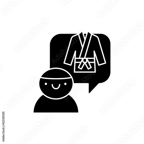 Children's aikido school color line icon. Pictogram for web page, mobile app, promo.