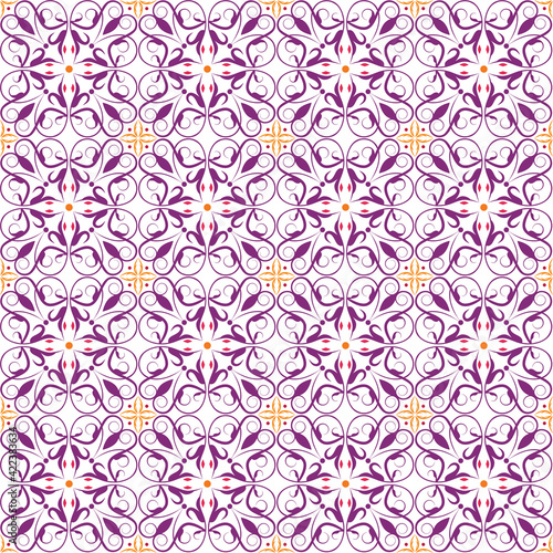 Seamless tiles background in portuguese style. Back and white mosaic background in dutch, portuguese, spanish, italian style.