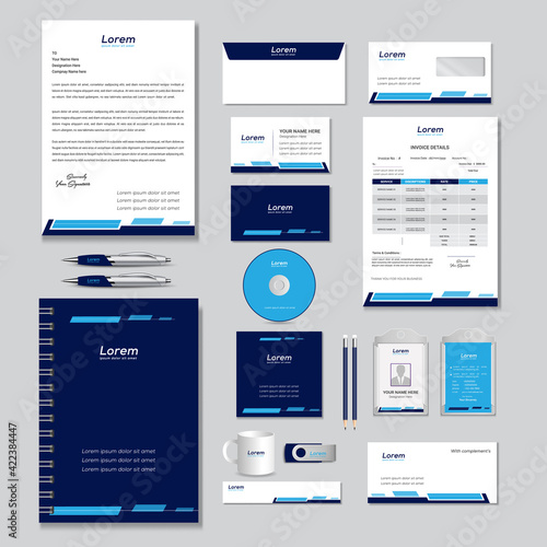 Elegant professional business stationery items set . corporate identity template with digital elements. Vector company style for brand book and guideline.
