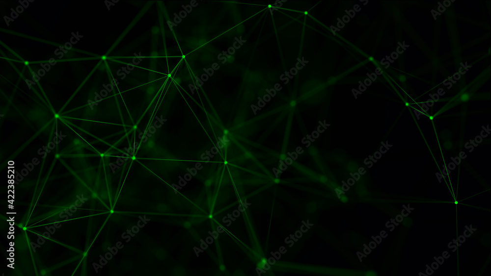 Abstract background with connecting dots and lines. Technology background. Network connection structure. Plexus effect. 3D rendering.