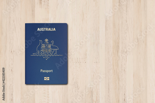 Australian passports  on wood background 