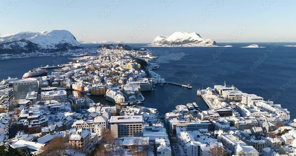 Very Fast Panning Time Lapse Of Winter Wonderland Alesund Norway s 