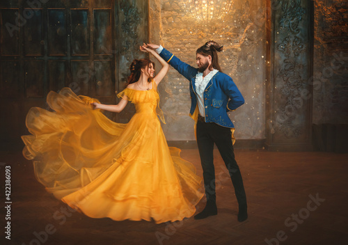 Vászonkép loving couple is dancing at fairy ball