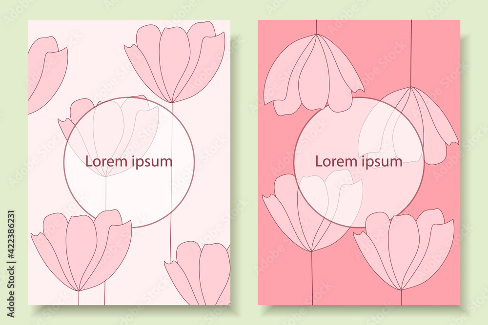 Two delicate vector backgrounds in pink tones with flowers and space for an inscription. EPS10