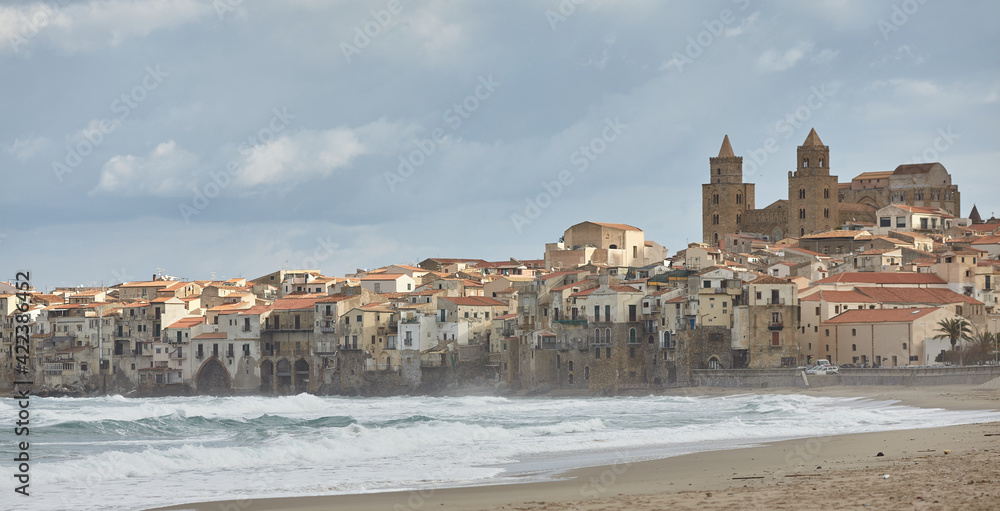 Panorama of Cefalu. Italy. Sea and city. Here you can relax super. Pure sound of the sea!