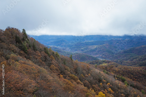 Autumn landscape at the Blue Ridge mountains of North Carolina