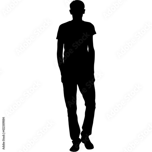 Silhouette of a walking man on a white background