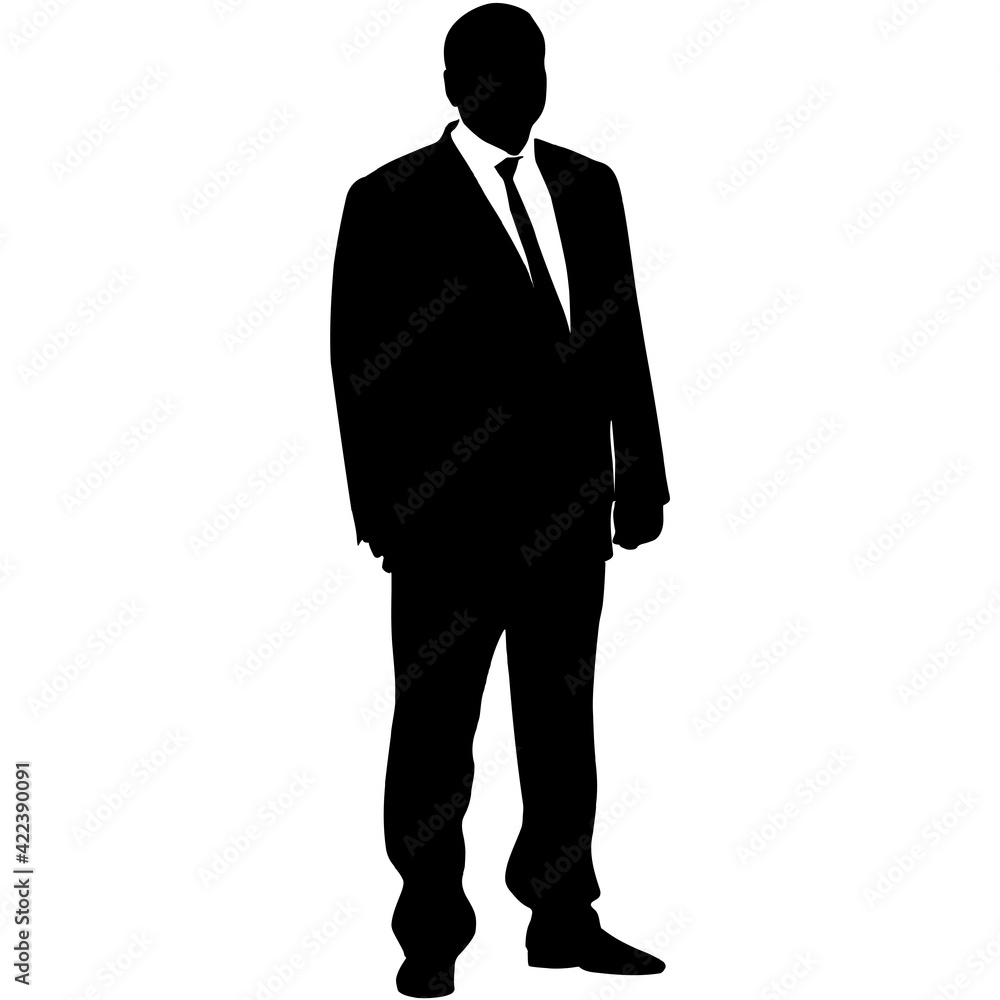 Silhouette businessman man in suit with tie on a white background