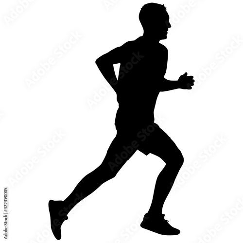 Black Silhouettes Runners sprint men on white background