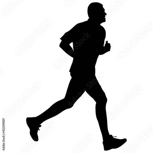 Black Silhouettes Runners sprint men on white background