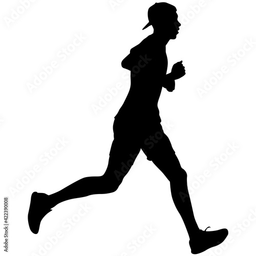 Black Silhouettes Runners sprint men on white background