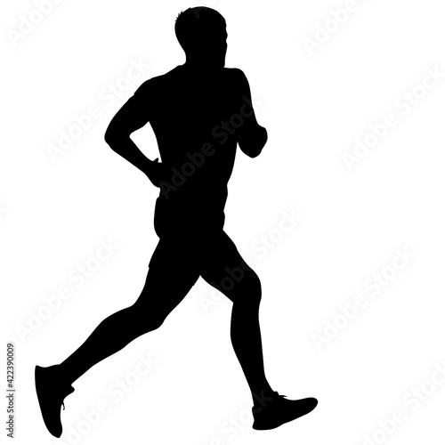 Black Silhouettes Runners sprint men on white background