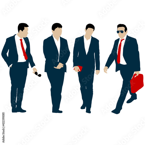 Set silhouette businessman man in suit with tie on a white background