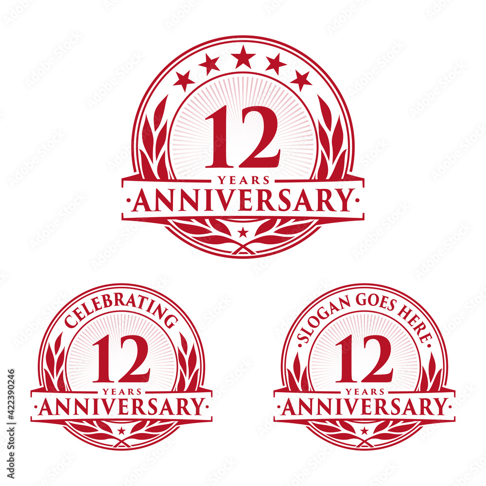 12 years anniversary logo set. 12th years anniversary celebration logotype. Vector and illustration.
12 years anniversary logo set. 12th years anniversary celebration logotype. Vector and illustration.