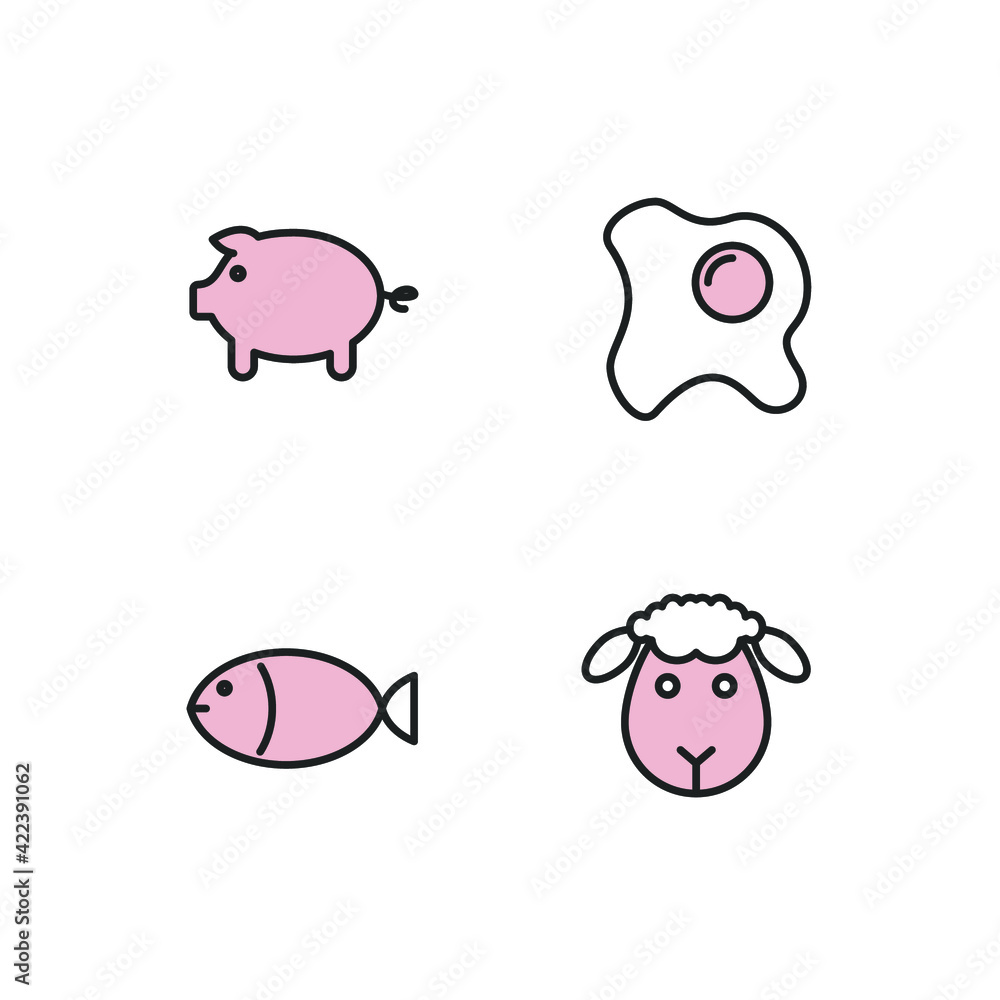 meat, fish poultry set icon, isolated meat, fish poultry set sign icon, vector illustration meat, fish poultry set icon, isolated meat, fish poultry set sign icon, vector illustration