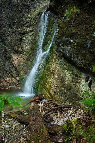 A small waterfall on the hiking trail in the Slovak Paradise National Park