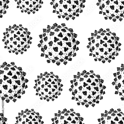 Virus seamless pattern. Biology organism background in vintage engraved style. Virus infection illustration. Hand drawn virus illustration
