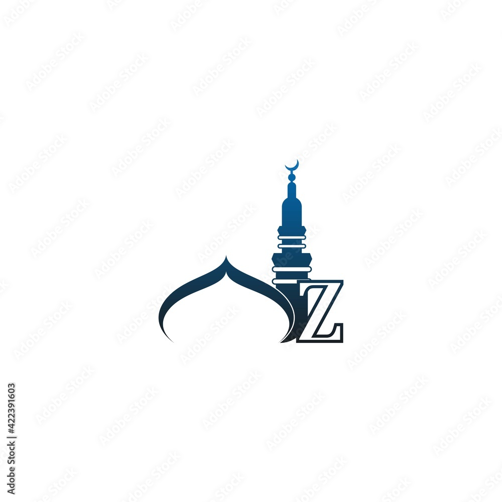 Letter Z logo icon with mosque design illustration
