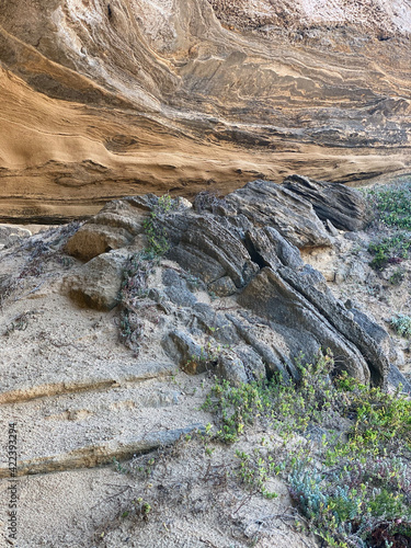 Old rocky stones. South African stones. Indian oceans coast. Old stones