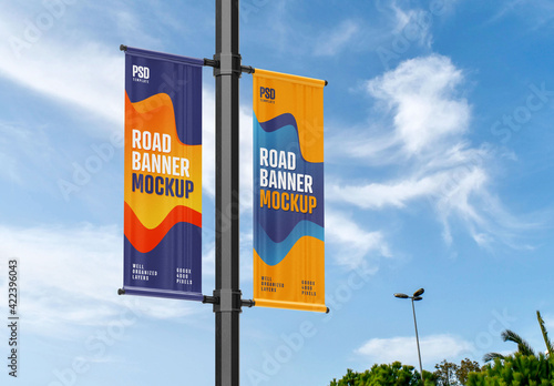 Street Pole Banner Mockup