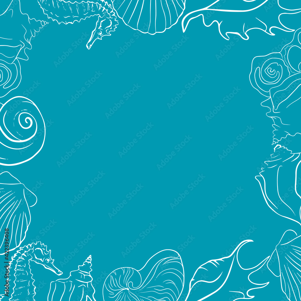 Elegant line sea shells, vector art pattern illustration. Elegant line sea shells, vector art pattern illustration.